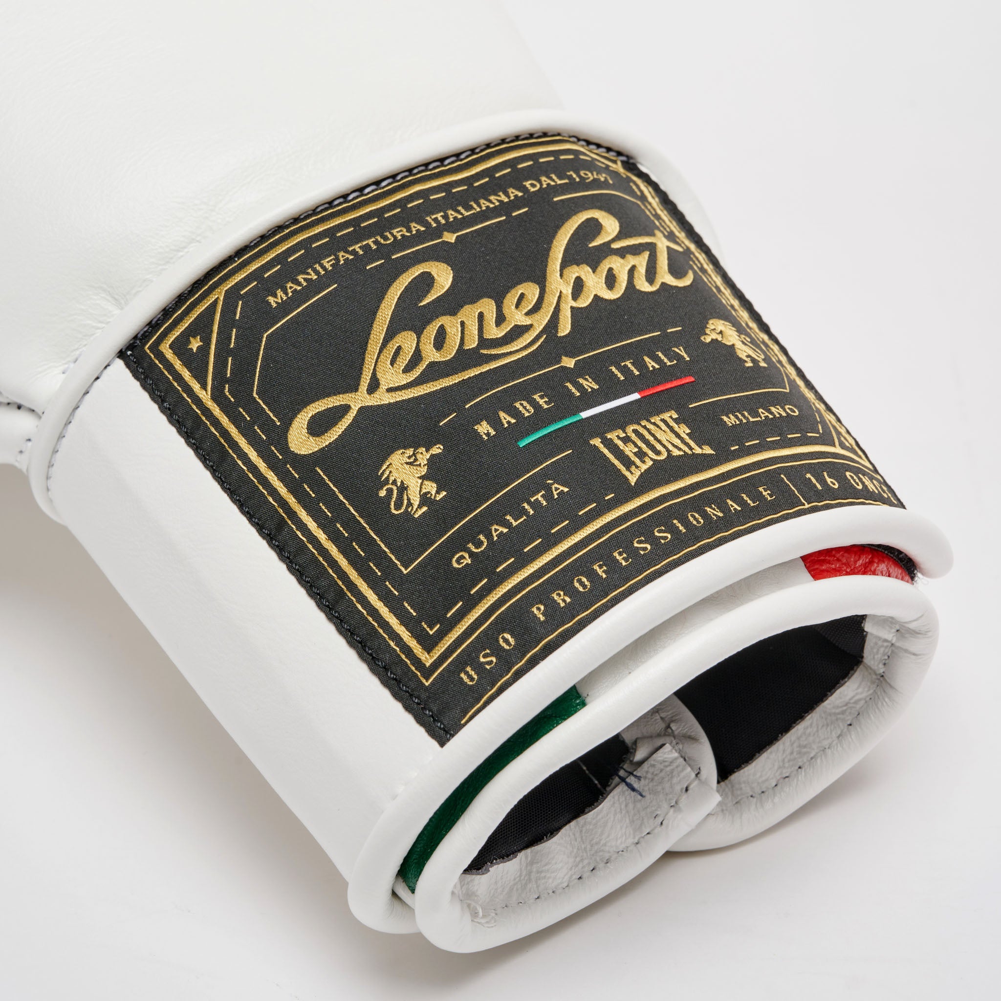 ORLANDO TRICOLORE BOXING GLOVES VELCRO GNO03V white | Leone 1947